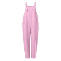 Dianli ženske hlače široka noga modna pamučna posteljina prevelika bez rukava hladno rame sa džepom Rompers Playsuits Comfy kombinezonsi pune kombinusa labave pantalone Pink xxxxxl