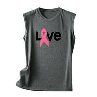 FjofPR tenkovi žene za žene bez rukava majice ružičasta vrpca grafička svjesnost karcinoma dojke Ispiši osnovni rezervoar za radnu bluzu za rad u obliku luke ležerne majice