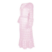 Aaimomet Flowy Haljine za žene Ženska Split Bodycon večera Duga haljina, Pink XL
