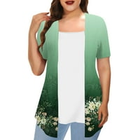 Ženske plus veličina vrhova Dressy Ležerne prilike za lažne dvije ljetne casual majice Loose FIT Bluze