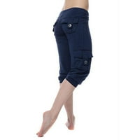 Naughtyhood ženske radne pantalone sa niskim strukom, dame Vježba za crtanje trčanje penjanje joga vježbanje s džepovima, plavo