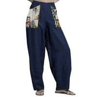 Žene ležerne pristiglene kapri hlače elastične struke Ljeto obrezane pantalone sa džepovima za pantalone