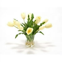 Waterlook krem ​​bijeli tulipani u staklenoj vazi