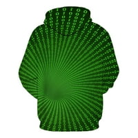 Muške 3D grafičke kapuljače za tiskanje Novost dugih rukava Pulover zelene veličine XL