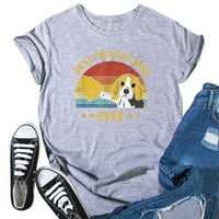 Ženski ljetni vrhovi 90-ih Egirl majica O-izrez životinjski pas Ispis kratkih rukava majica Western Tops Y2K vrhovi plaže Poslovna majica Košulje za vježbanje