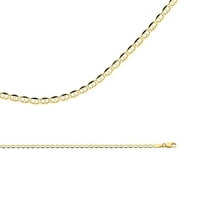 Čvrsta 14k žuto zlato mariner ogrlica za sidrenje lanca sidro ravna veza polirana završna obrada tanka