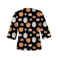 BAZYREY NOVE DOLAZE Košulje za žene Dugi rukav Trendy Hallowee Ispiši labav pulover V-izrez casual bluze