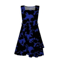 Ženske haljine bez rukava, ležerne prilike iznad koljena a-line Ljetna četvrtasta Dress Dress Blue XL