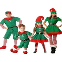 Božićni vijak kostim za odmor ELF Outfit Green Sassy Elf Porodična odjeća za djecu za djecu za odrasle
