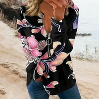 HHEI_K Ljetne bluze za žene Trendi ženski okrugli vrhovi pamučne ženske košulje casual modne košulje