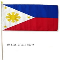 12 X18 Filipini zastava za državnu štap 30 Drveno osoblje