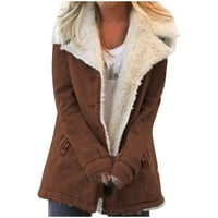 Loyisvidion kaput Women plus size Zimska topla kompozitna Plushbutton reverls jakna od kaputa smeđu