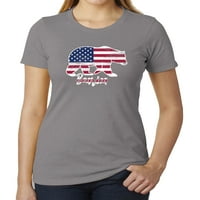 Majice America Američka zastava, majice četvrtine jula, patriotske majice za dame - ugljen MH200WPATRIOT