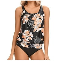 Ženski Split Sexy Bikini Ispiši kupanje kostim s grudnjacima i bez čelika viseći vrat narančasta L