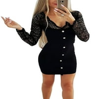 Ženska klupska odjeća seksi dugih rukava V-izrez čipka Slim Fit Bodycon Mini omotače