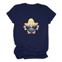 Zodggu Save Big Tunic T košulje za žene Modne dame bluza Slatko gnome Print kratki rukav Uskrsni dan