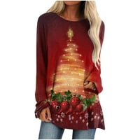 Dezed Womens Božićne majice Čišćenje Ženske božićne majice Dugi rukavi Cvjetne majice Pulover Loover