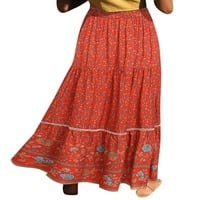Žene elastične struke cvjetne tiskane boemske retro duge suknje