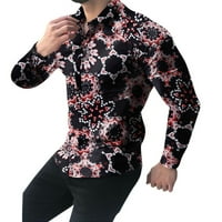 Muškarci muških rukava, ležerna geometrijska cvjetna tipka s dugim rukavima košulja sa nagibom