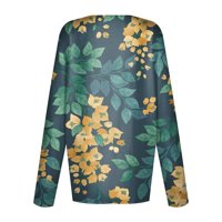 Umitay Slace bluze za ženske za žene Žene Ležerne prilike Floral Print Dugi rukav O-izrez TOP BLOUSE