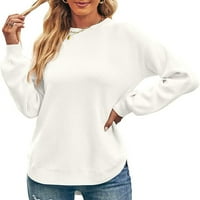 Dabuliu džemper za žene za žene Crewneck Side Split Pulover pune boje Ležerne prilike Ležerne prilike sa dugim rukavima