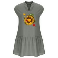 Ljetne haljine za žensko čišćenje dame kratki rukav V-izrez Mini cvjetne printske plaže Spring haljine