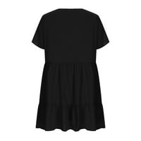 Kayannuo Black Crne haljine za žene Božićne haljine za ženske ženske ljetne casual V-izrez kratkih rukava