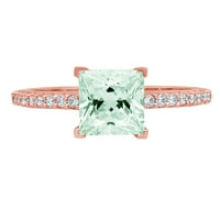 1.66ct Princess Cut zeleni simulirani dijamant 18k ružičasti ružičasti zlato gravirajući egraviranje