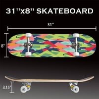 Prxcm Skateboard Kompletna za početnike Odrasli Tinejdžeri 8 Moderna fantazija neuredni geometrijski