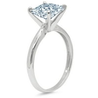 1. CT briljantna princeza Clear Simulirani dijamant 18k bijeli zlatni pasijans prsten sz 10.75