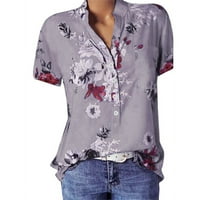 Yubatuo ženski vrhovi ženski povremeni ispisani košulja s kratkim rukavima s kratkim rukavima s kratkim rukavima, majice za žene