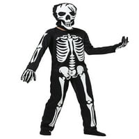 Biekopu Kids Halloween kostur za kostur za kostiju u tamnim zbrke i rukavicama za lice za toddler uloga