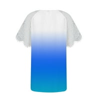 Ženski vrhovi ženske majice kratkih rukava tiskane čipke plavi xxl