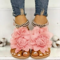 Ravne sandale boemske kaiševe za cvijeće perle cipele u stilu ženske ljetne žice kopče ženske sandale