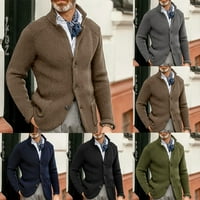 Modni muškarci Pleteni džemper postolja ovratnik slim sloj casual poslovne jakne za blejlor siva m