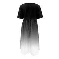 Proljetne haljine za žene udobne boho kratki rukav O vrat džep casual print kratkim posadom Midi haljine