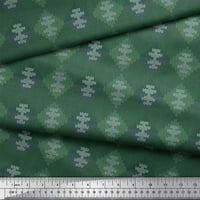 Soimoi Green Poly Georgette Tkaninski vez u stilu i zanatsko dekor Tkanina od tiskanog dvorišta široko