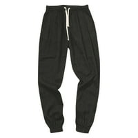 Hanas ankle-dužina muške hlače Slim Fit Sportske posteljine hlače Baggy radne kupovine hlače crna, 2xl