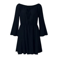 Dame Fashic Classic Solid Color Patchwork Vele haljina Ženska ležerna haljina tamno plave s