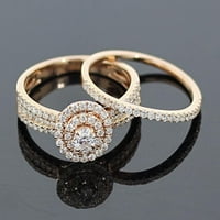Podesite zbir modernog zlata Ženski zaručni prsten i set za bend 0,90ctw Diamonds i 14K ruže zlato