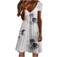 Ljetne haljine za žene kratki rukavsak cvjetni uzorak haljina V-izrez Maxi Loose Fit Y2K Trendy Elegant