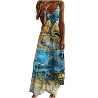 CETHRIO Ženska haljina - modni remen Srednji struk V-izrez bez rukava na rukavu s tankom plažom duga