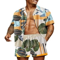 Canrulo Muška ljetna trenerka set kratkih rukava Havajska majica i kratke hlače JOGGING PLAŽA Odjeća