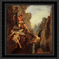 Sfin je poražen crnom ukrašenom drvetom uokvirenom platnu umjetnost Moreau, Gustave