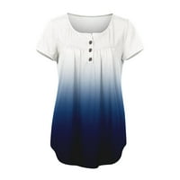 Žene ljetne vrhove kratkih rukava od pune bluze casual ženske Henley majice bijeli 2xl