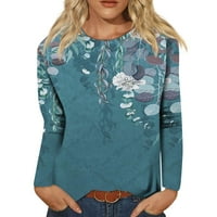 Bazyrey duks za žene dugih rukava Trendy solid labav bluze okrugli vrat casual pulover plavi 5xl