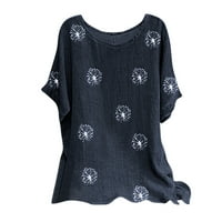 Košulje za žene Trendy grafički pamučni mješavina O-izrez Svakodnevno elegantna majica bluza Ženske