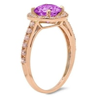 1.86ct okrugli rez ljubičasti simulirani alexandrit 18k ružičasti ružičasti zlatni egraviranje izveštaja godišnjica Angažovanje vjenčanja halo prstena 11