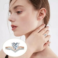 Heiheiup Love u obliku rinestonskog prstena Dijamantni ljubavni prsten elegantni geometrija Rhinestone