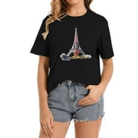Eiffelov toranjski akvarelni moderni ženski vrhovi sa grafičkim printom - ljetni stil tee paris ljubavni pokloni